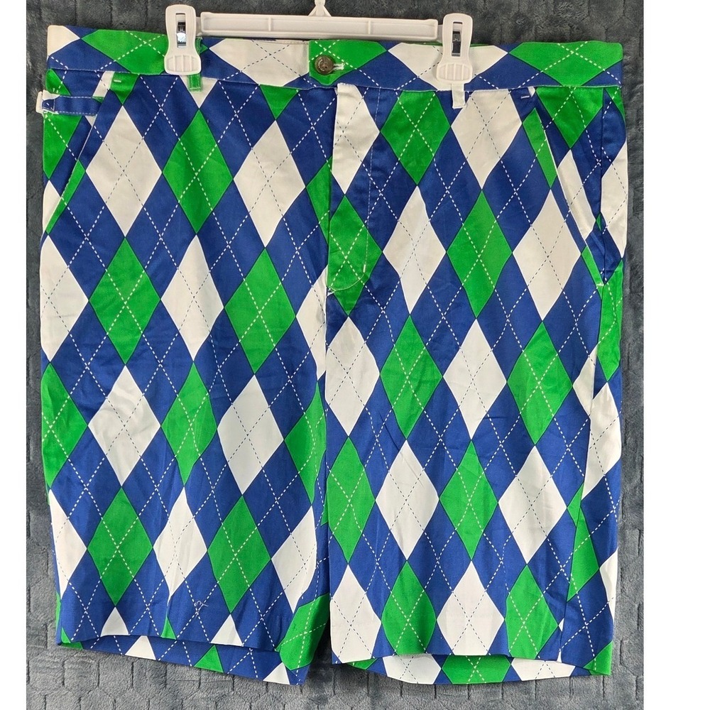 Royal & Awesome Mens Argyle Golf Shorts‎ Green Blue White Size 44 DEW220